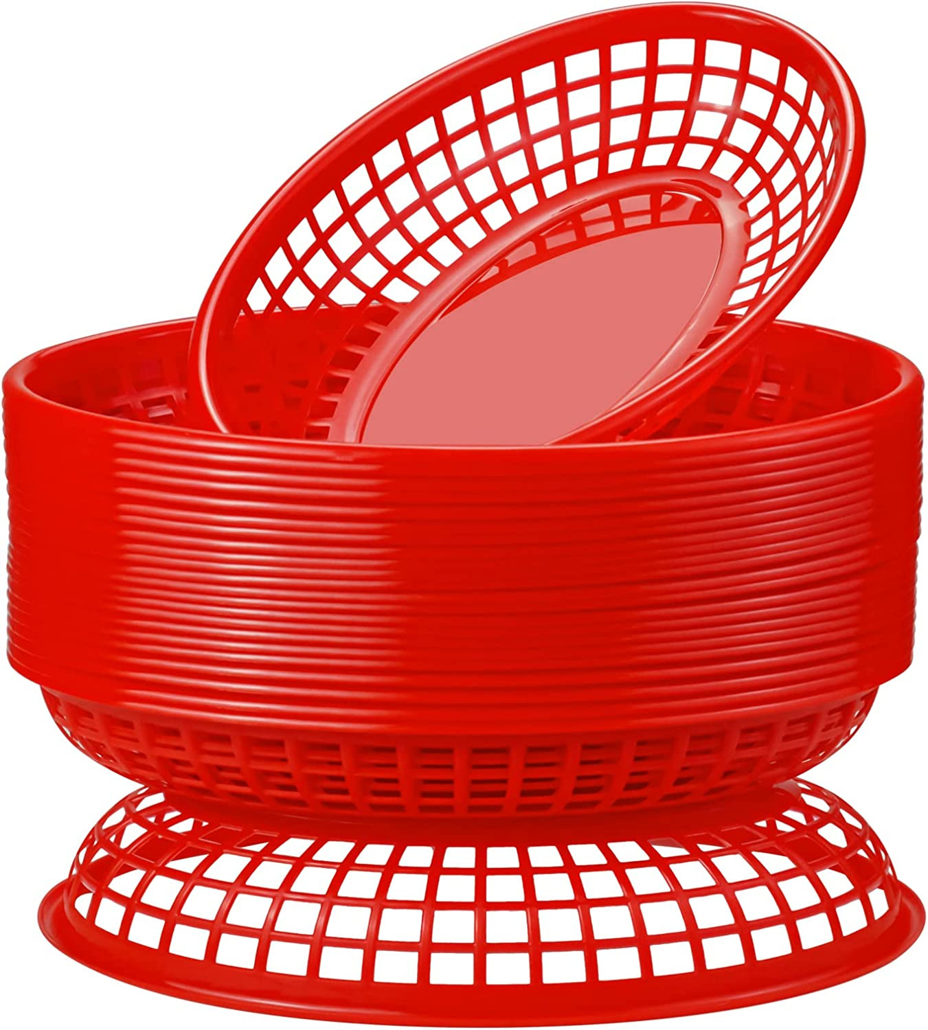 24 Pack Fast Food Baskets Plastic Fast Food Restaurant Baskets Bread Fry Baskets