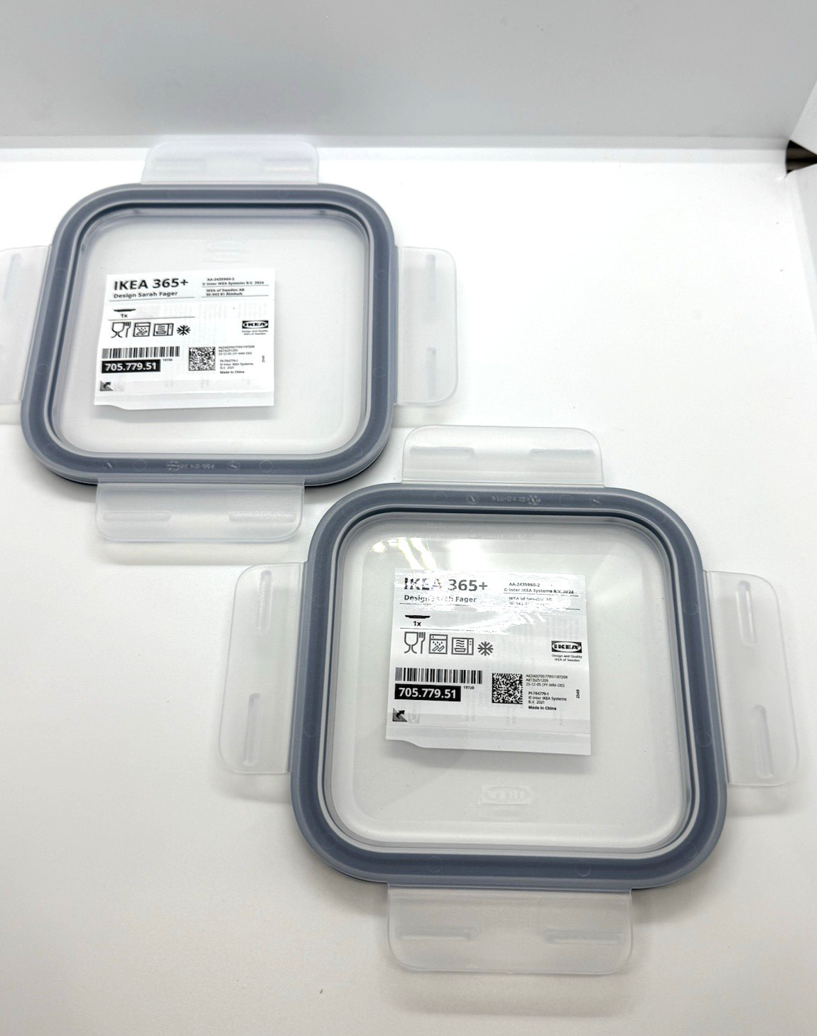 Lot of 2 IKEA 365+ Container Lid 6″ x 6″ Square Plastic 705.779.51 New