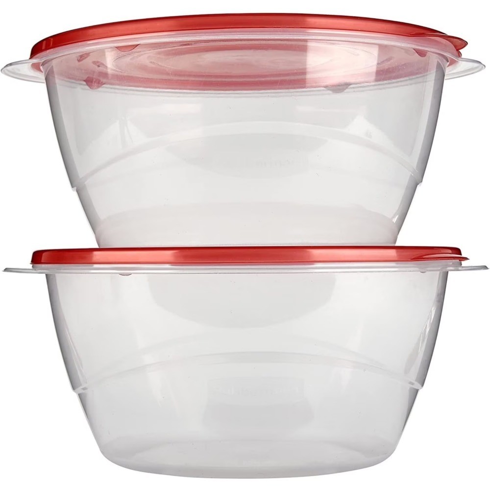 2-Pack 15.7-Cup Chili Red Serving Bowls with Lids, Microwave and Freezer Safe