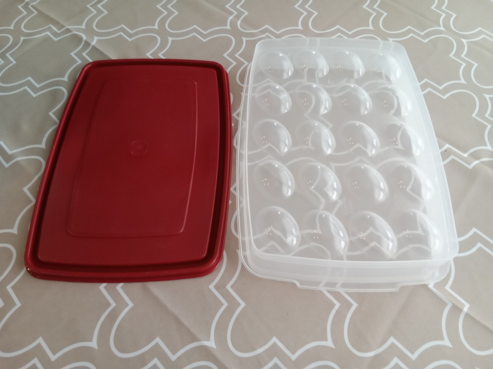 Rubbermaid Servin Saver 20 Deviled Egg Keeper Storage with Red Lid 0070