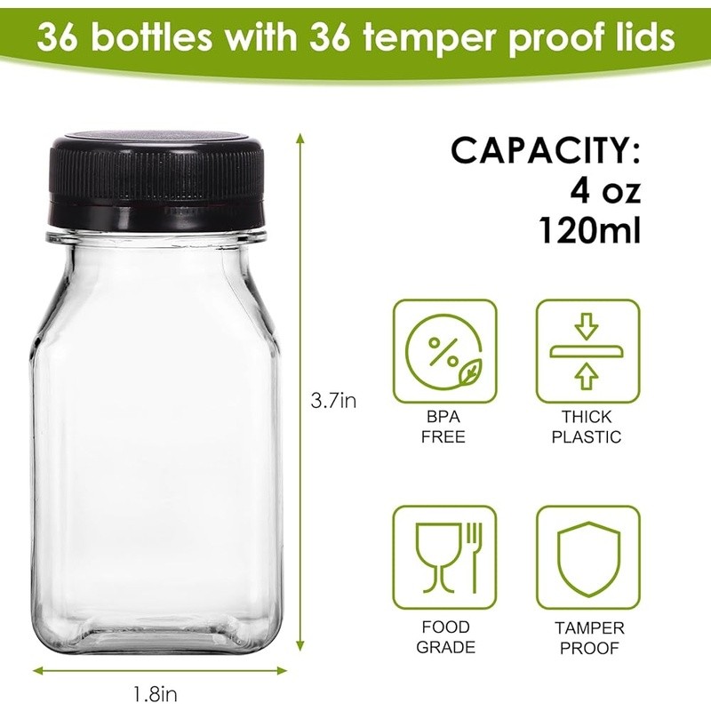 Plastic Juice Bottles W/ Caps Funnels Brushes Labels Home Outdoor Use Durable US
