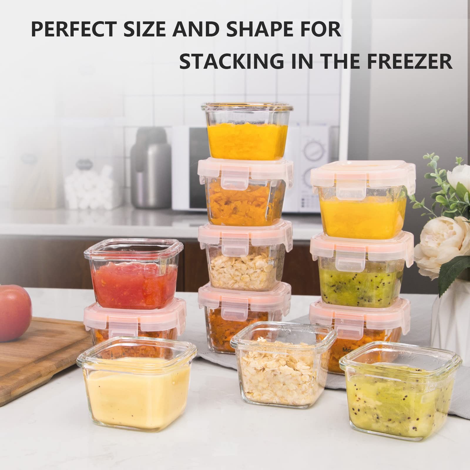 6oz Baby Food Storage Containers, 12-Pack Baby Food Jars with Lids LeakProof,…