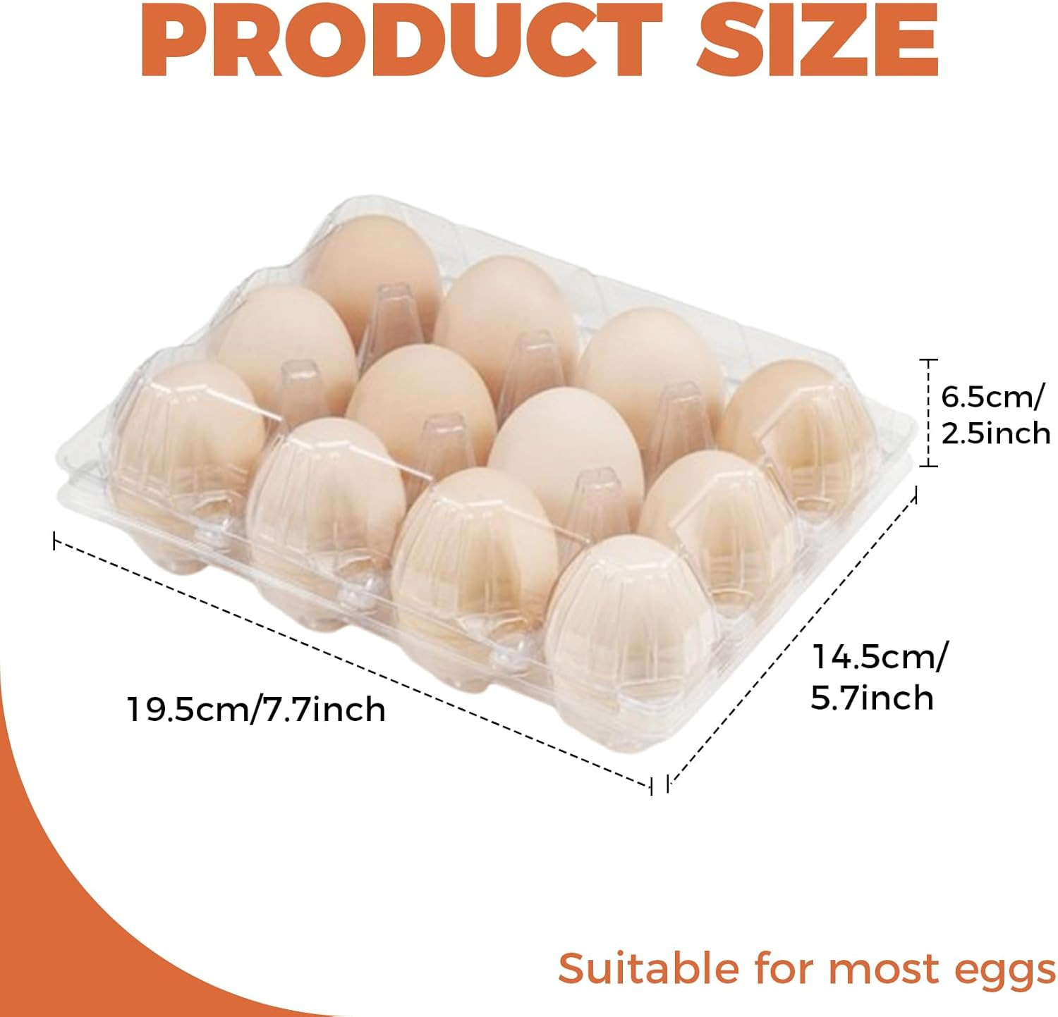 120 Pcs 12 Count Plastic Egg Cartons Cheap Bulk, 3X4 Grids Clear Empty Egg Carto