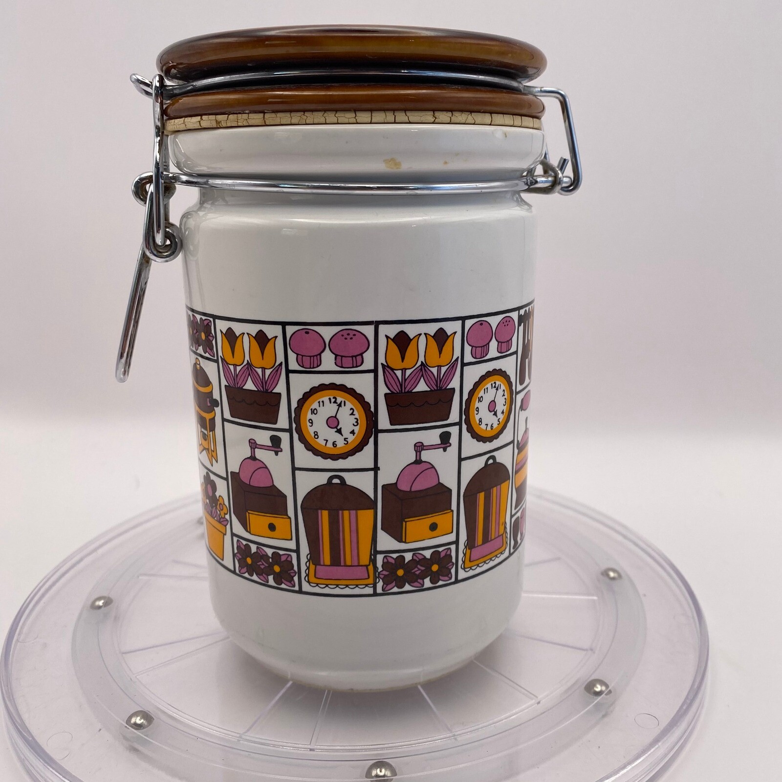 Vintage Kitchen Canister Jar Ceramic Storage Container Retro Decor
