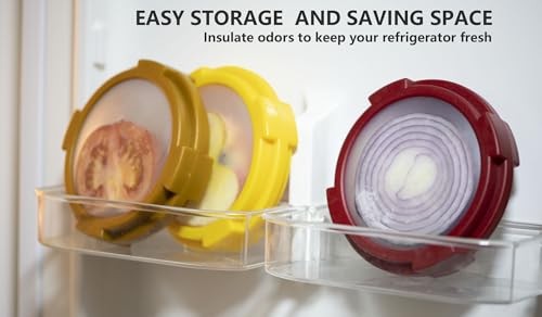 Ortarco 4Pcs Onion Storage Avocado Saver Holder, 4PCS: Red+Yellow+Brown+Green