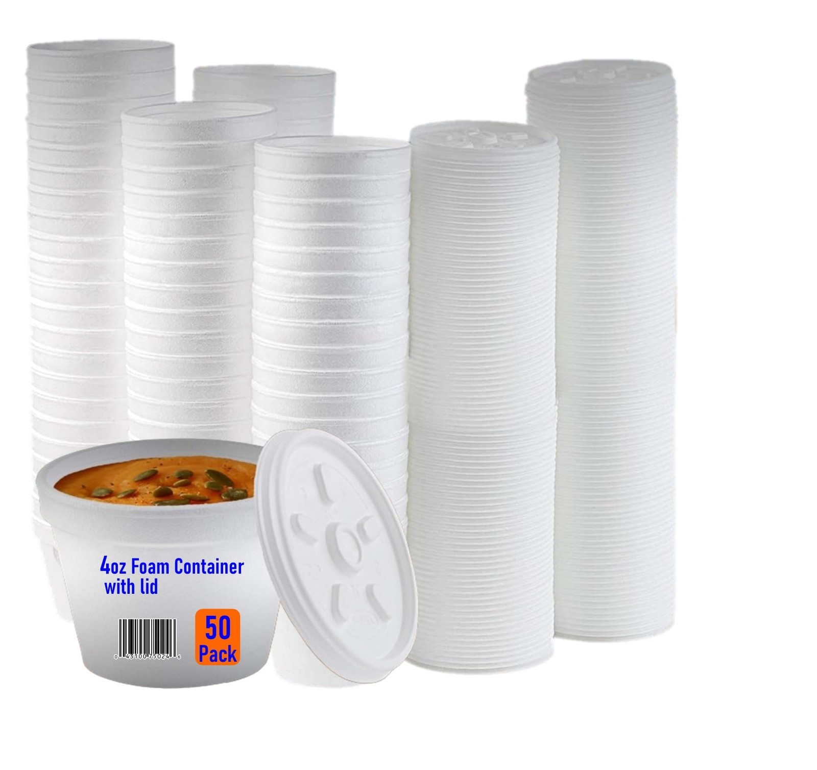 Mr Miracle Foam Bowl with Lid for Hot and Cold Foods – 4 Ounce Disposable Sou…