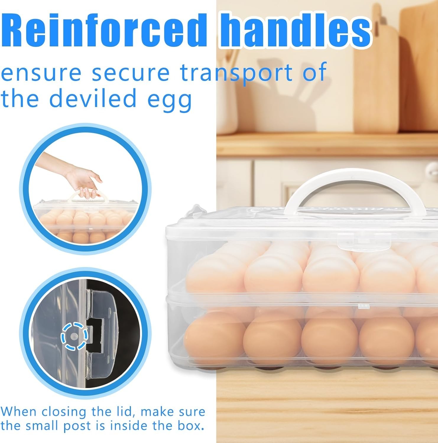 2 Layers Deviled Egg Containers with Lid,48 Slots Deviled Eggs Holder …