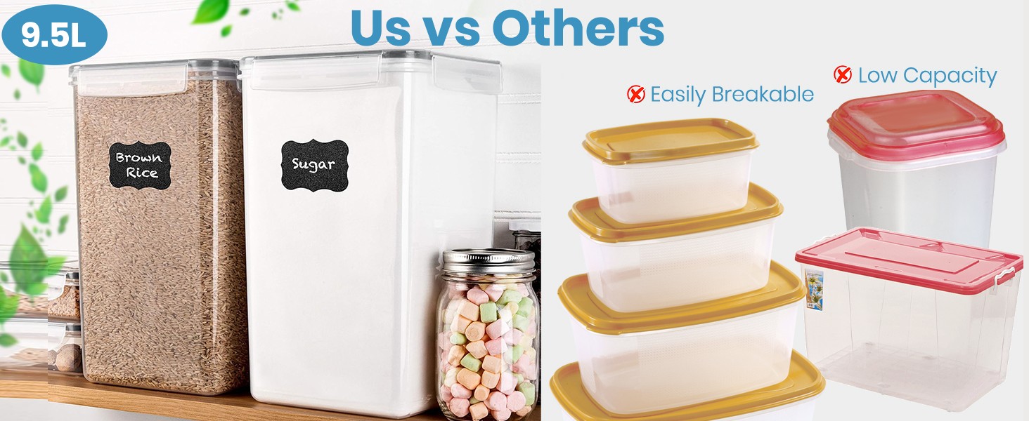 2 PC (9.5L | 321 Oz) Extra Large Bulk Food Storage Containers with Airtight Lids
