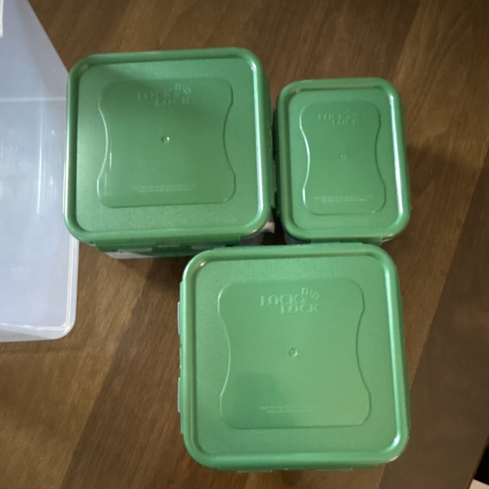 Lock & Lock 8pc Square Round Rectangle Plastic Storage Set Clear Green Snap Lid