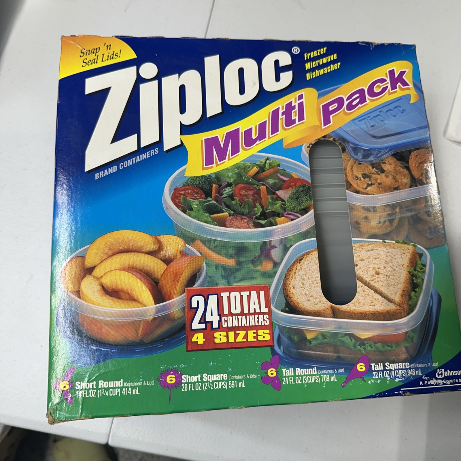 VTG Ziploc Snap N Seal 4 Sizes 24 Pc Set Multipack Round Square 2001 Sealed New