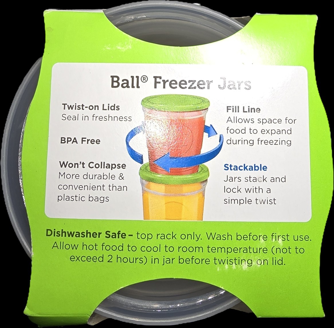 Lot Of 6 Ball Plastic Freezer Containers/Jars~2 Cup~Pint Size~16 oz NEW NO LIDS
