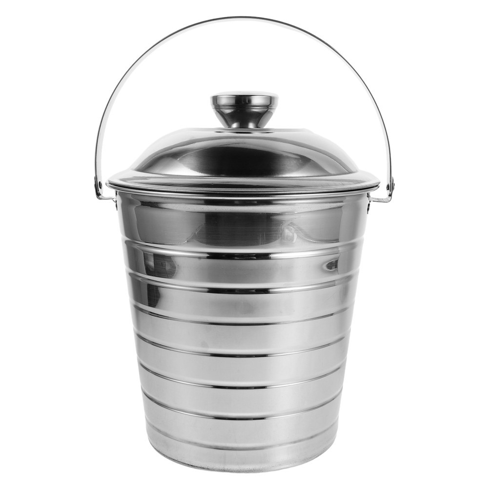 Stainless Steel Lidded Bucket with Handle Metal Storage Milk Can