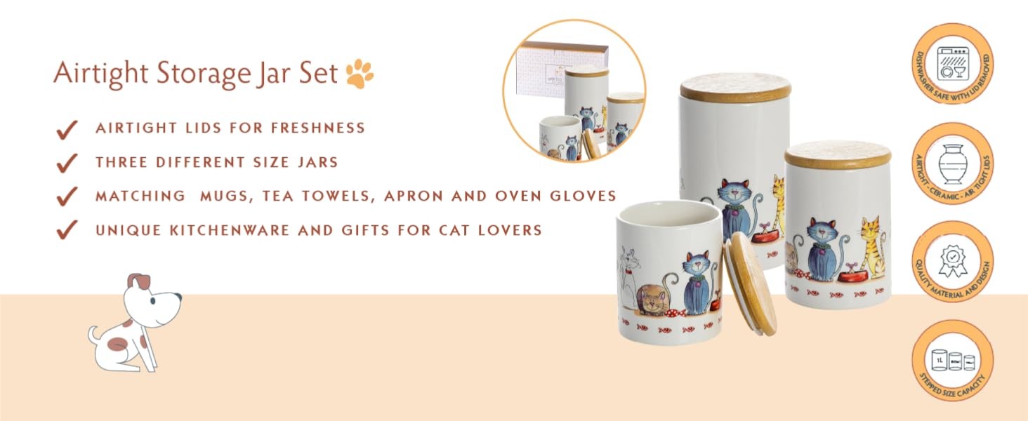 SPOTTED DOG COMPANY Canisters Sets for the Kitchen Countertop, 3-Piece Airtight