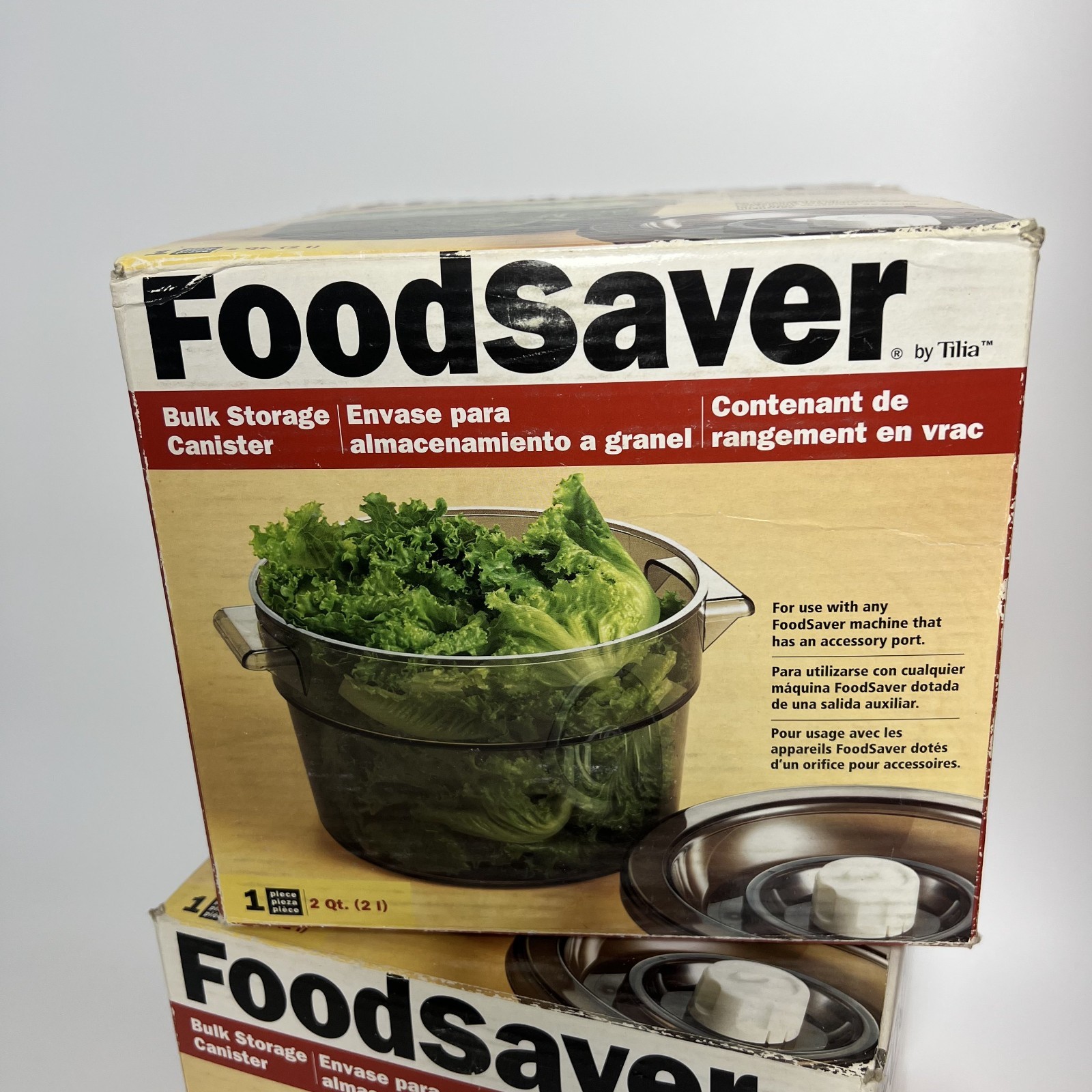 Food Saver by Tilia 2 & 4 qt Bulk Storage Canister Vacuum set New Old Stock
