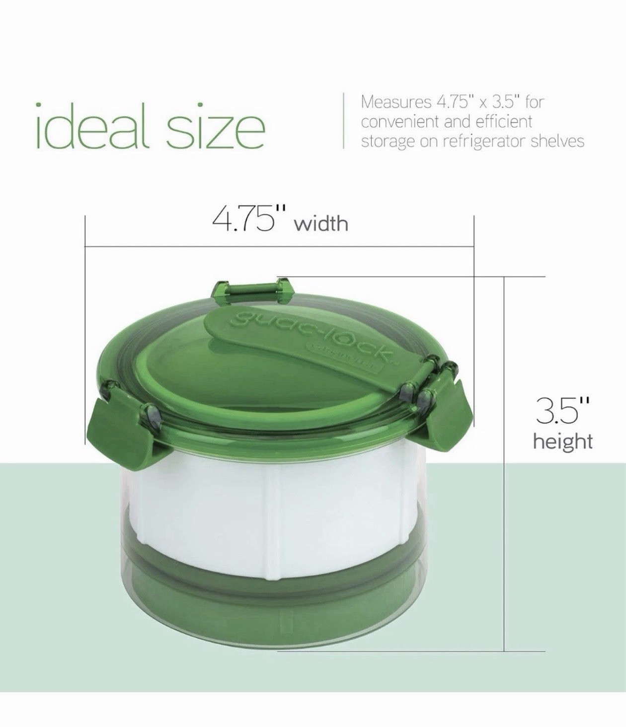 Casabella Guac-Lock Container in Green w/ White For Avocado Storage & Freshness