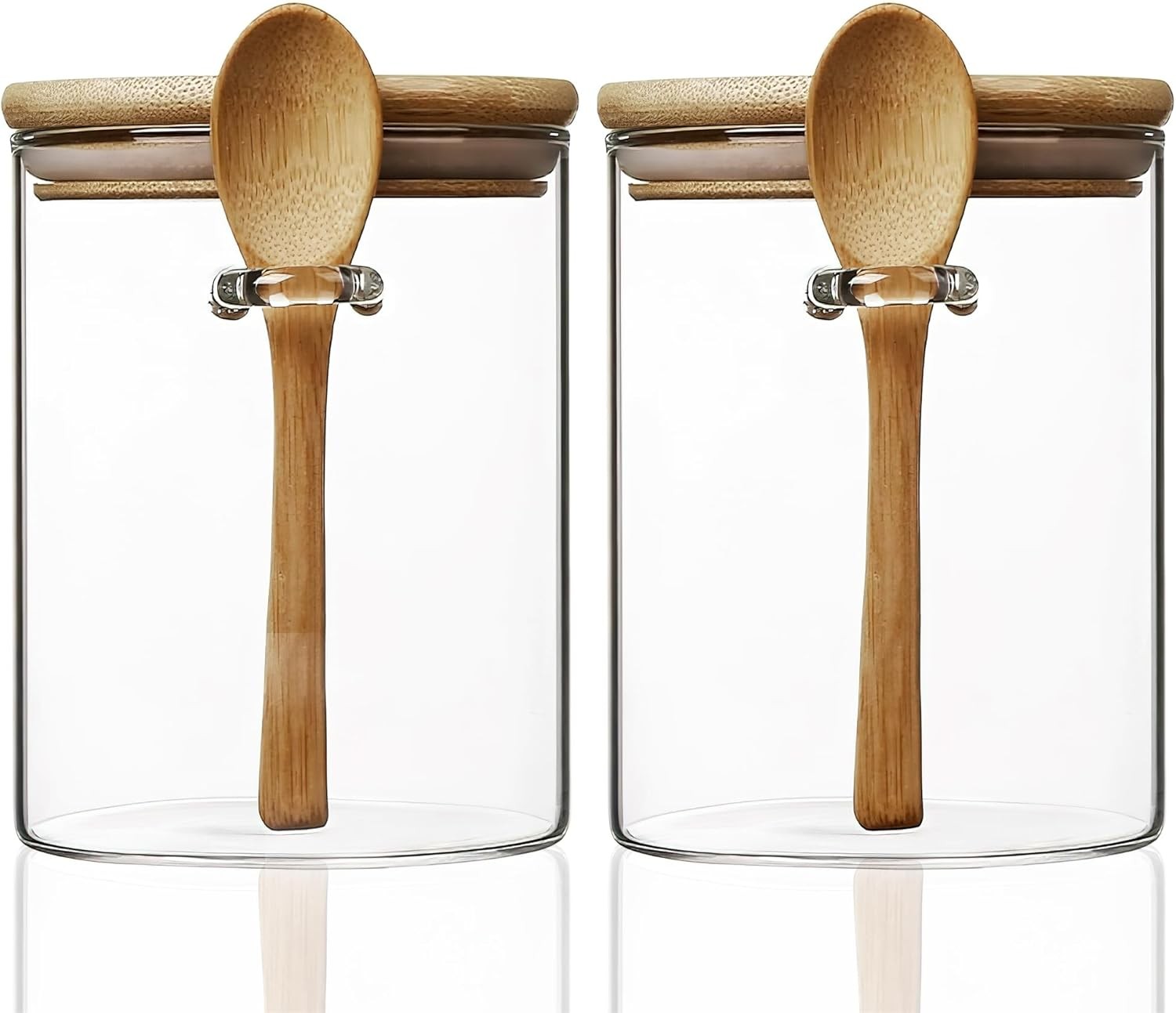 2 Pack Glass Storage Canister with with Airtight Lid, 15 oz/450 ml Small Clear