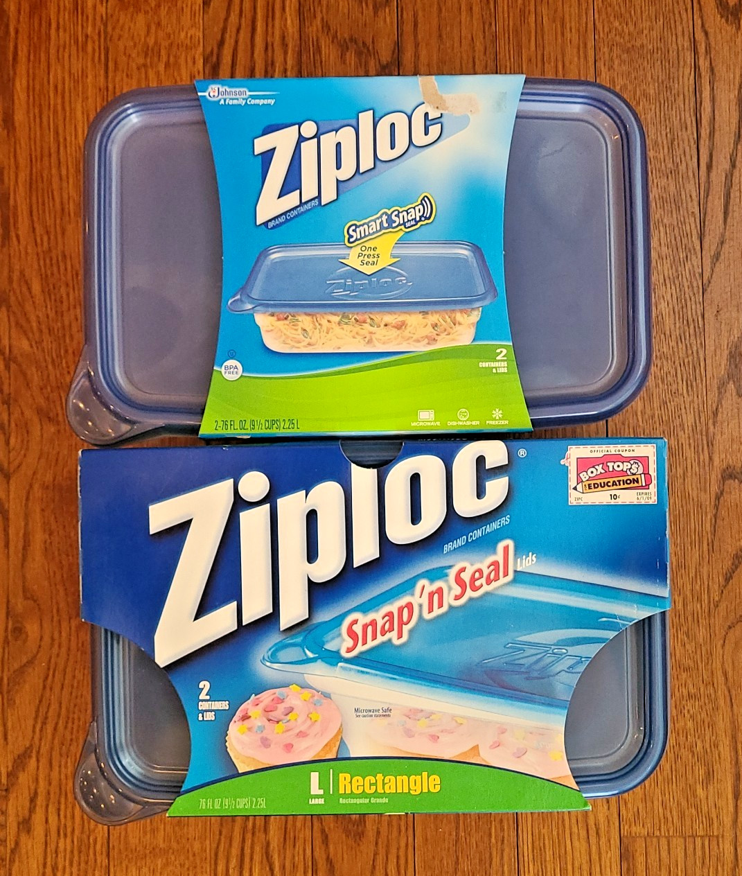 (4) Ziploc Large Rectangle Food Storage Containers One Press Snap Seal 9.5 Cups