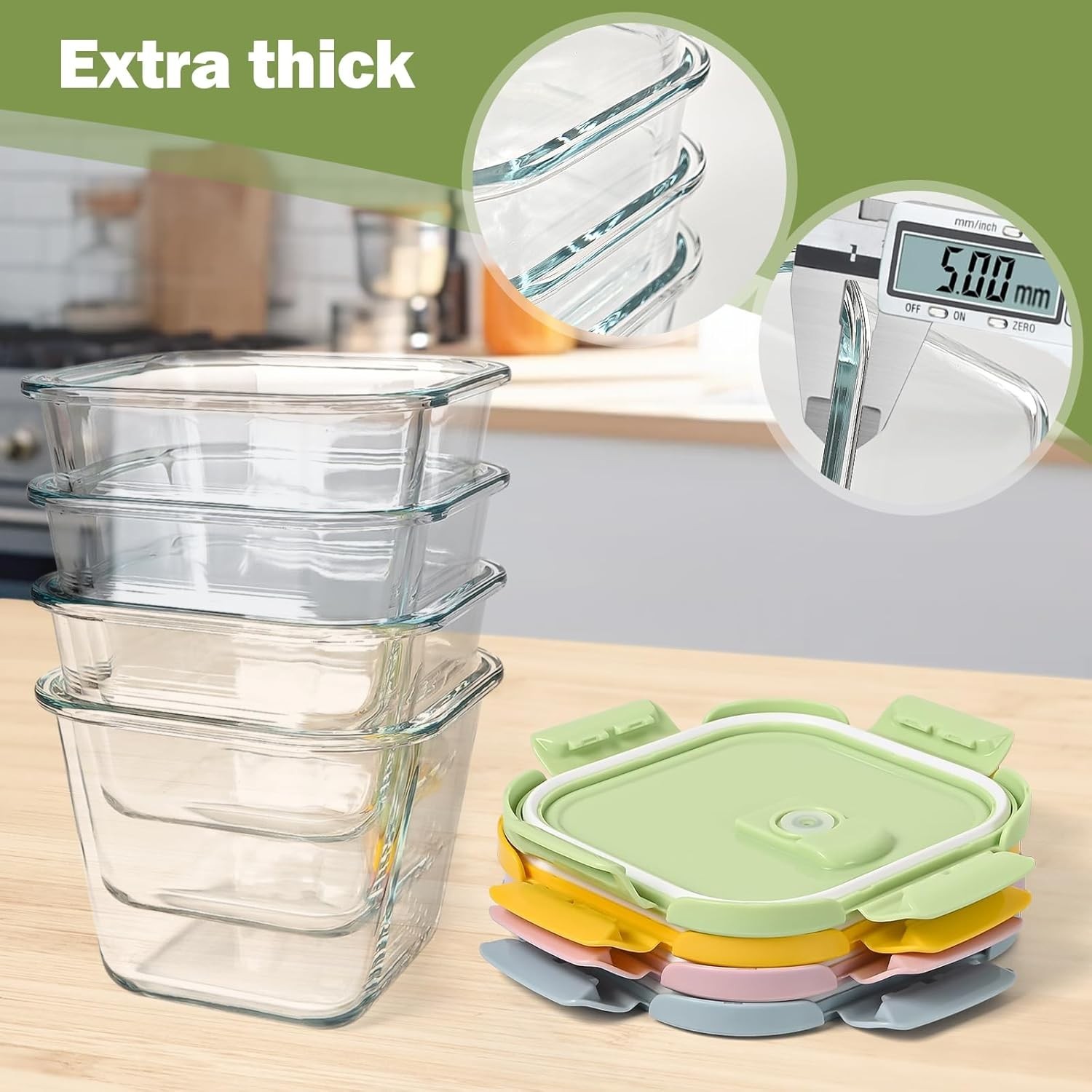 Susukkie 4 Pack 32oz Borosilicate Glass Soup Containers with Lids