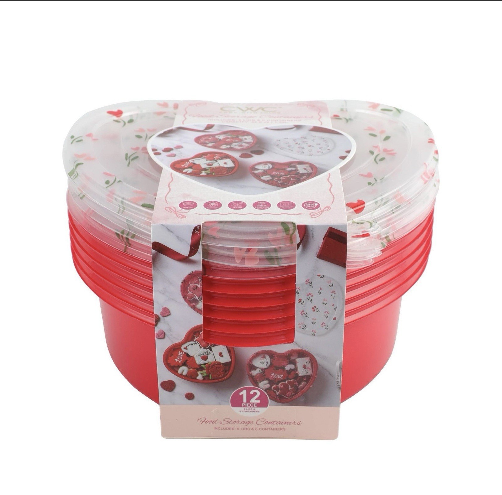 Cook With Color Heart Shaped With Flowers Semi Durable Storage Container
