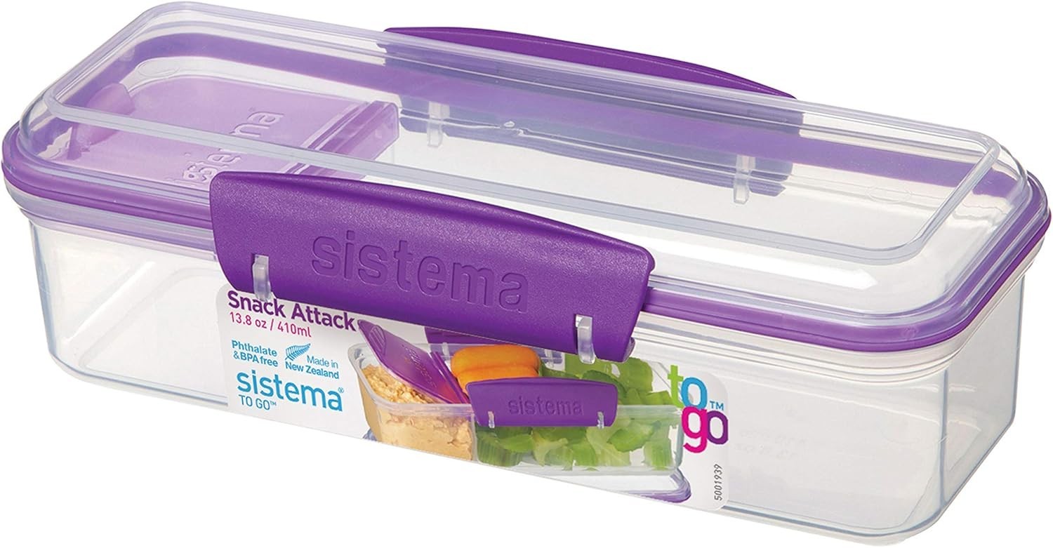 Snack and Dip Container Plastic 13.6 oz Travel Food Storage Fresher