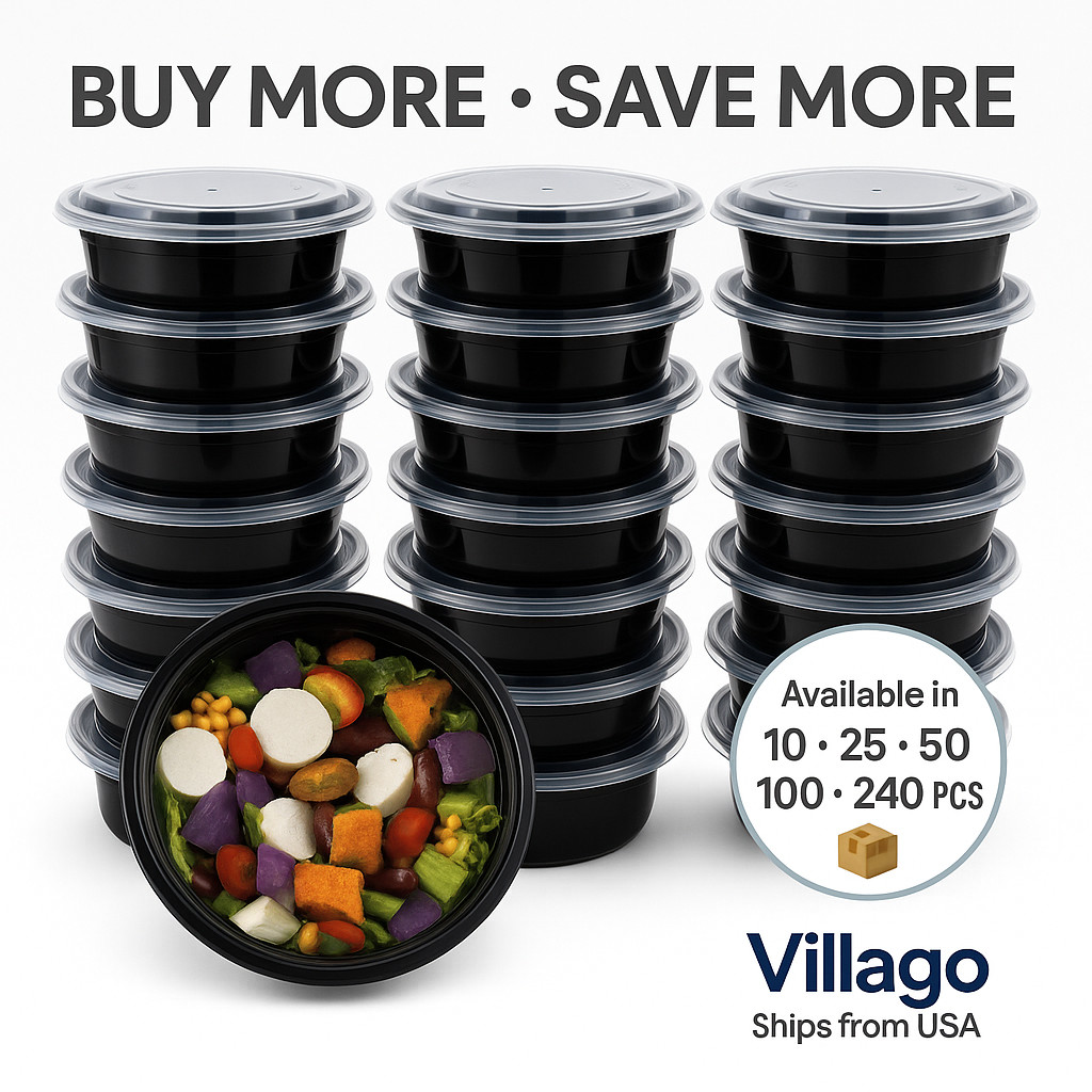 32 oz Round Food Containers Meal Prep BPA FREE Microwavable Reusable Bowl