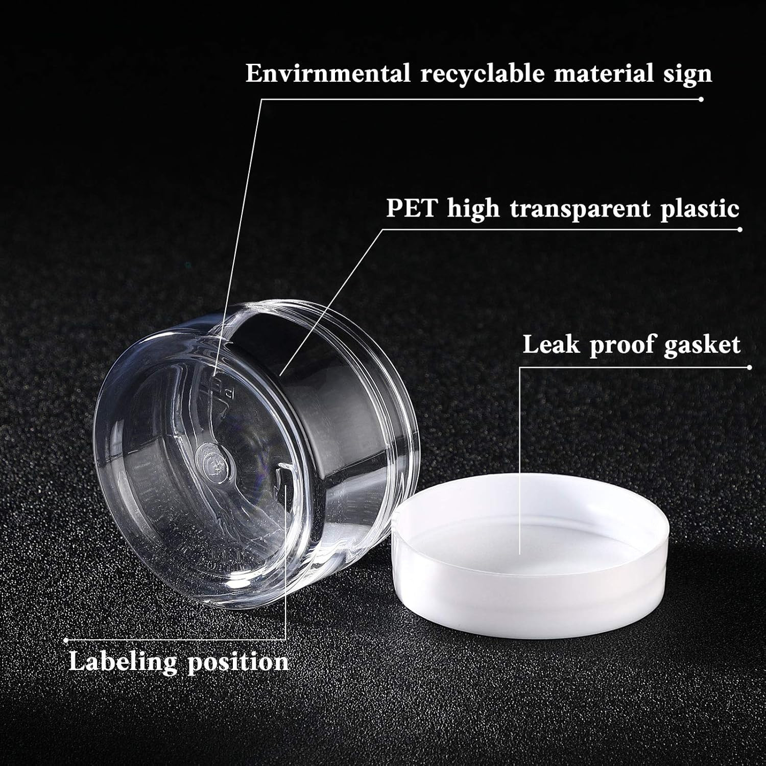 4 Pieces round Wide-Mouth Leak Proof Plastic Container Jars with Lids for Travel
