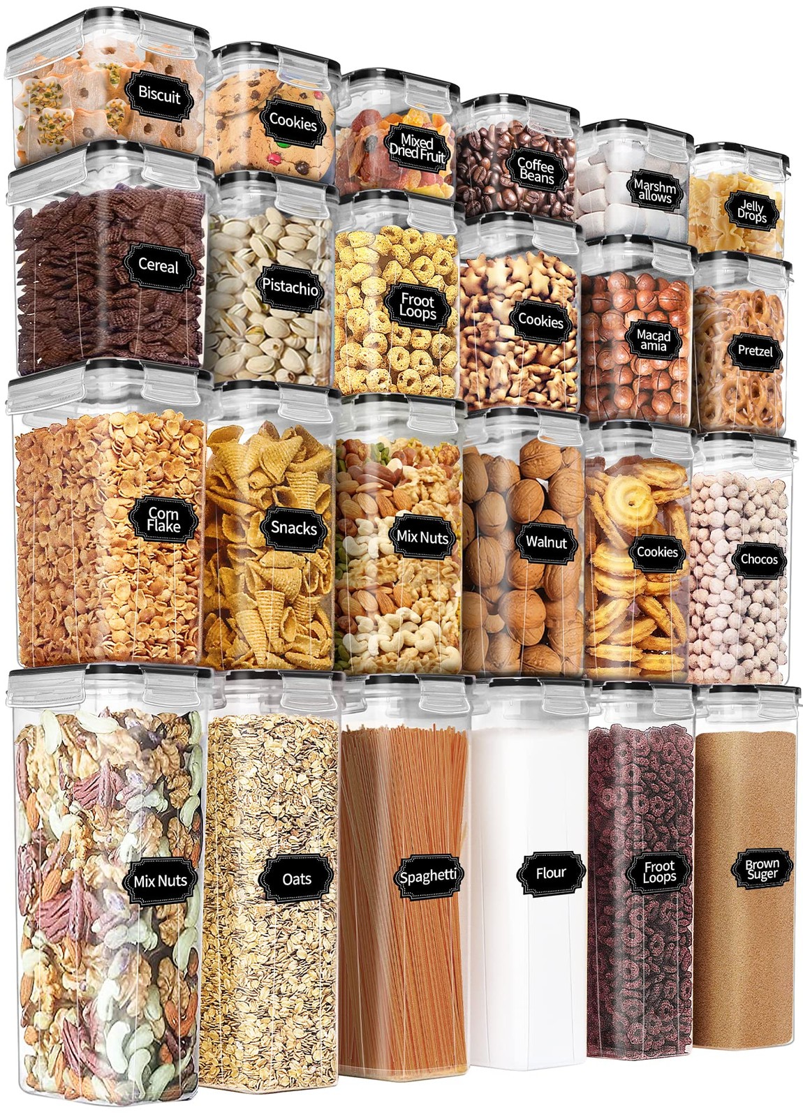PRAKI Airtight Food Storage Containers Set with Lids 24 PCS, BPA Free Kitche…