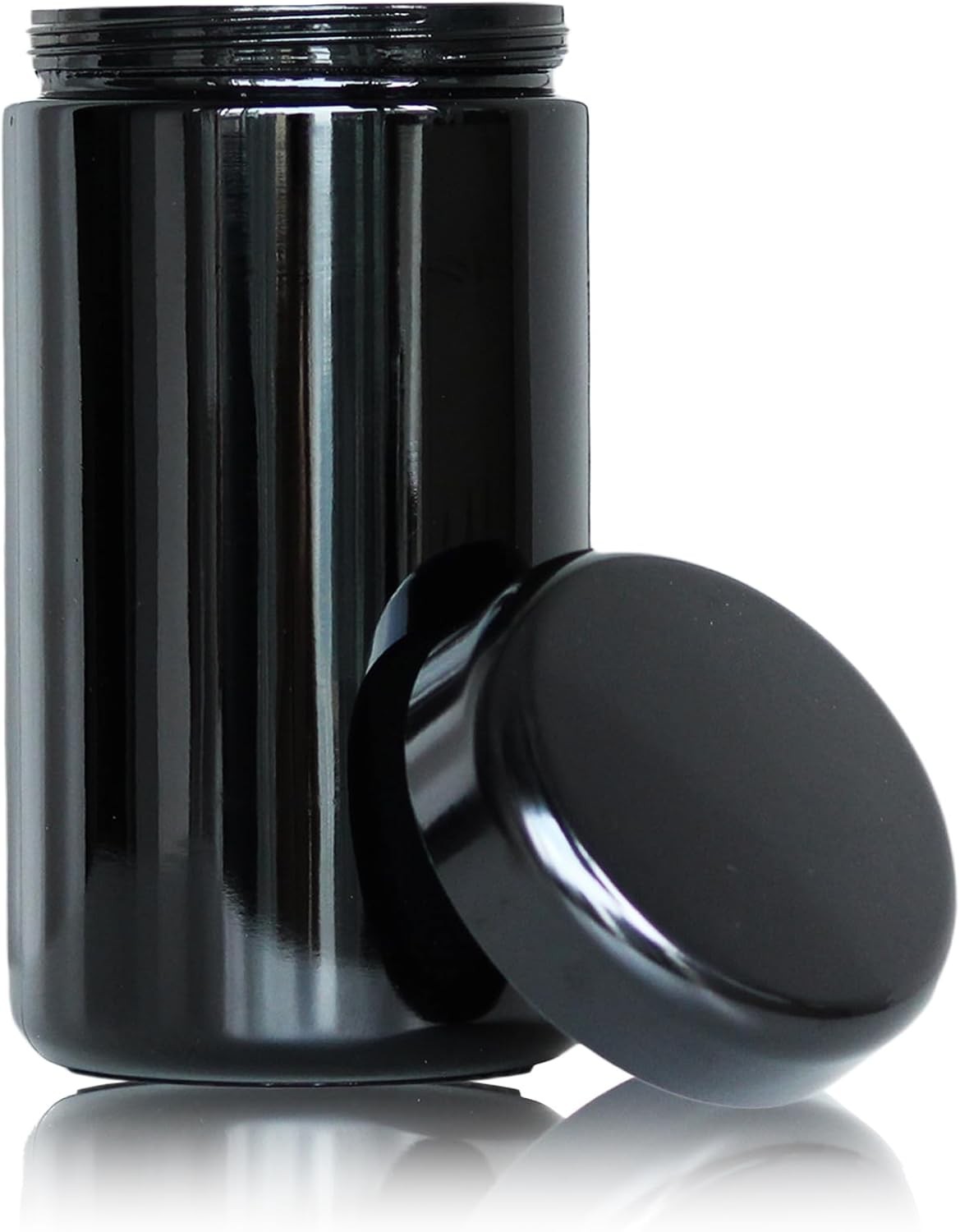 Black Glass Airtight Storage Container Jar 1000ml 2 Oz with UV Protection for