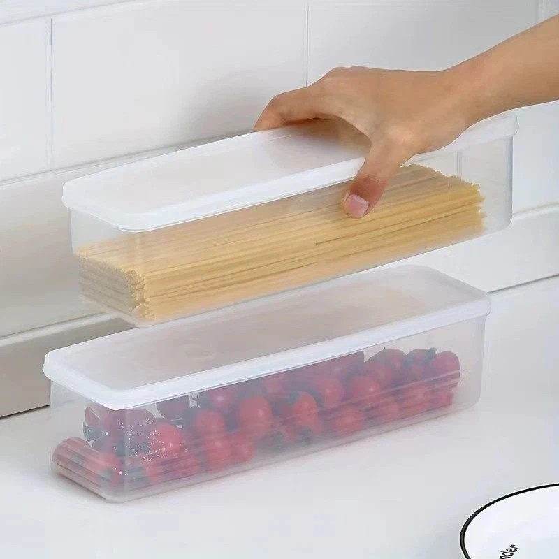 4Pcs Long Rectangular Food Storage Containers Plastic Fridge Organizer Boxes**