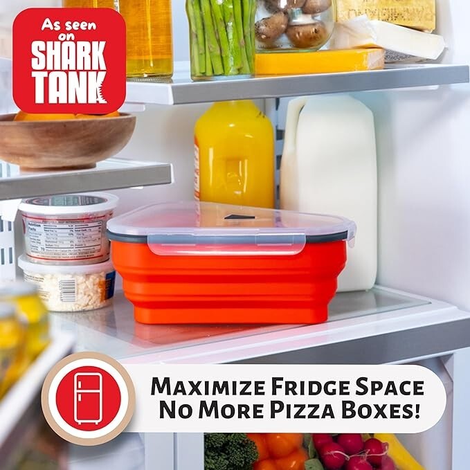 New Pizza Storage Container 5 Microwavable Trays Stores Entire Pizza Collapsible