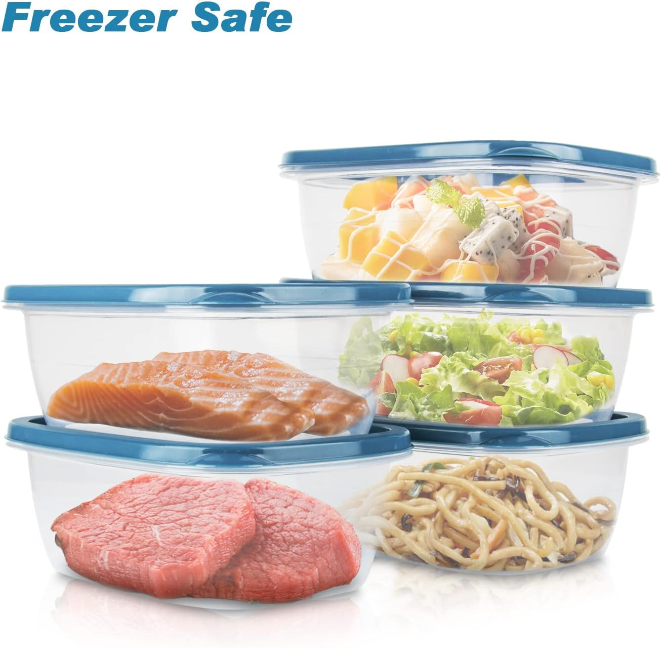 5PCS Food Containers Storage Sets(1000Ml per Box),Bpa-Free Rectangle Plastic Foo