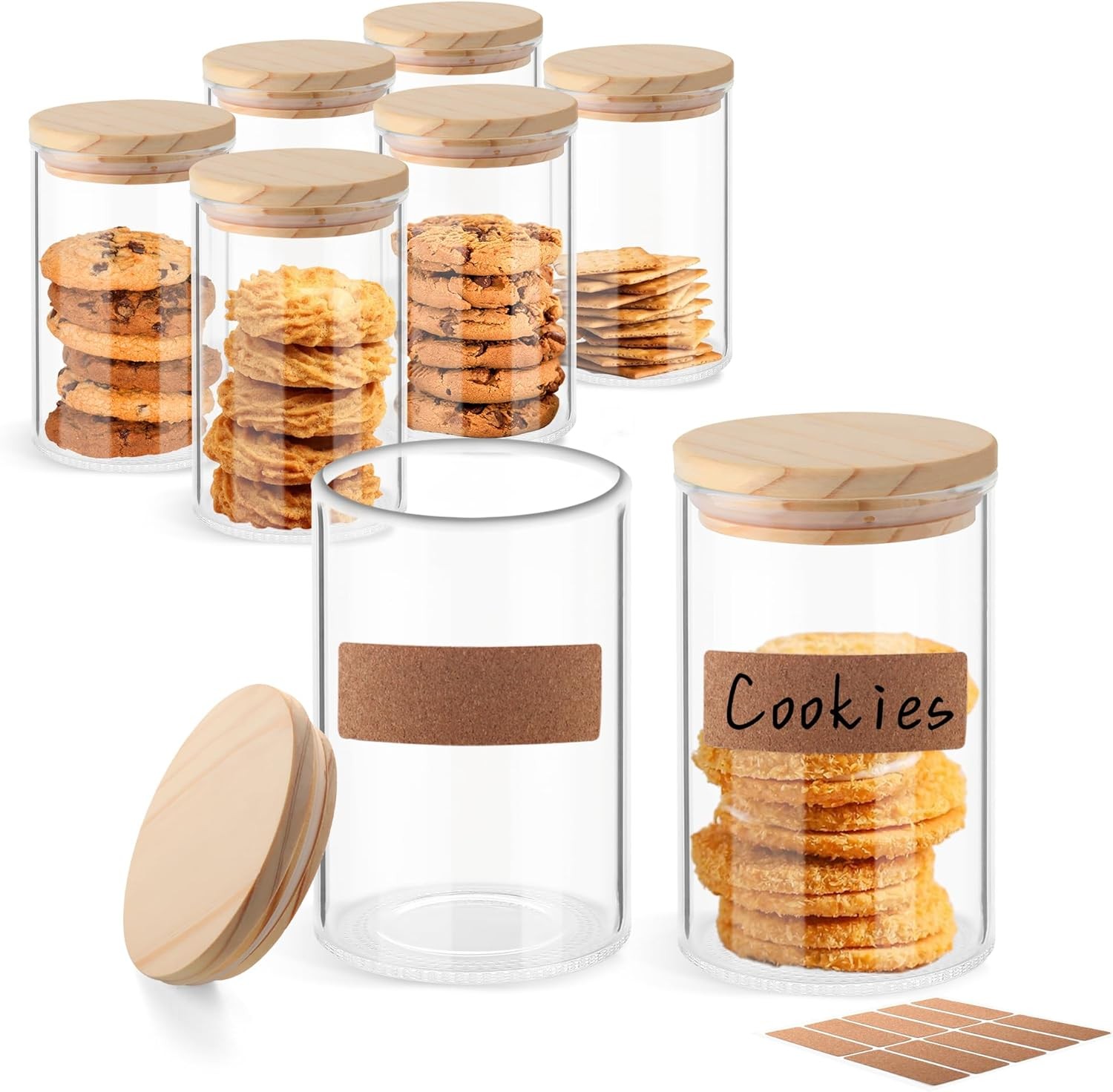 3mm Thick Glass Food Container Set with Lid, 9.8 OZ Clear Storage Jar, Pack of