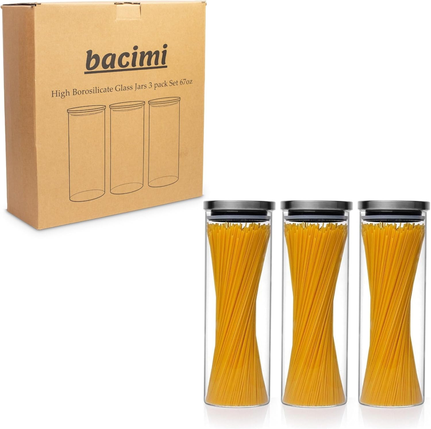 ® Airtight Borosilicate 3Mm Thick Glass Storage Containers for Spaghetti, Pasta,