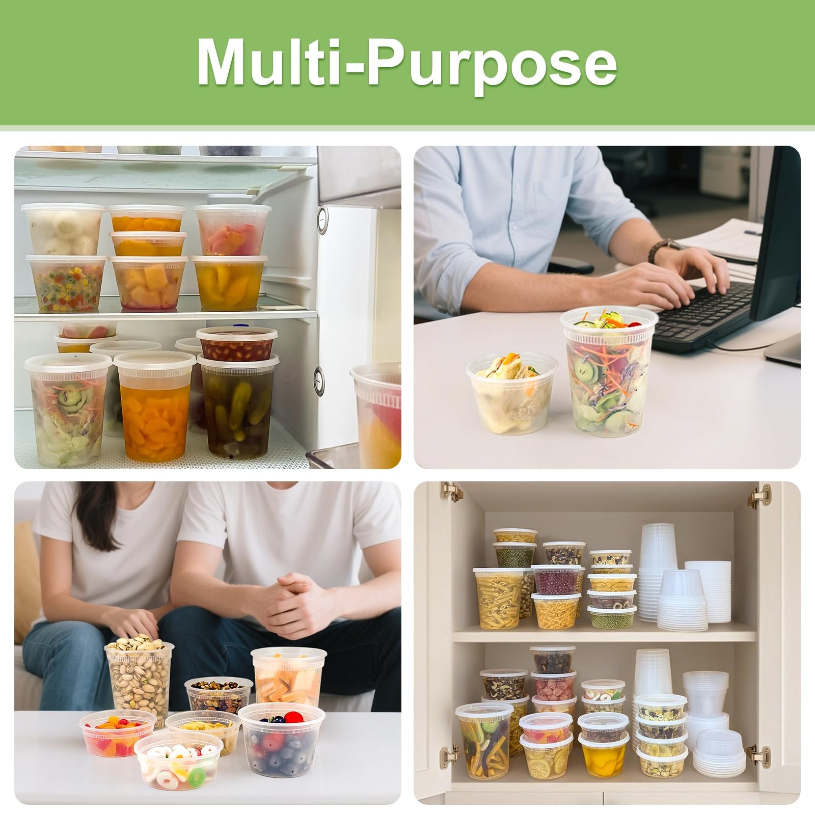 60 Sets (120-Piece) Deli Containers with Lids, 32/16/8 oz X 20 Set Each, Leak…