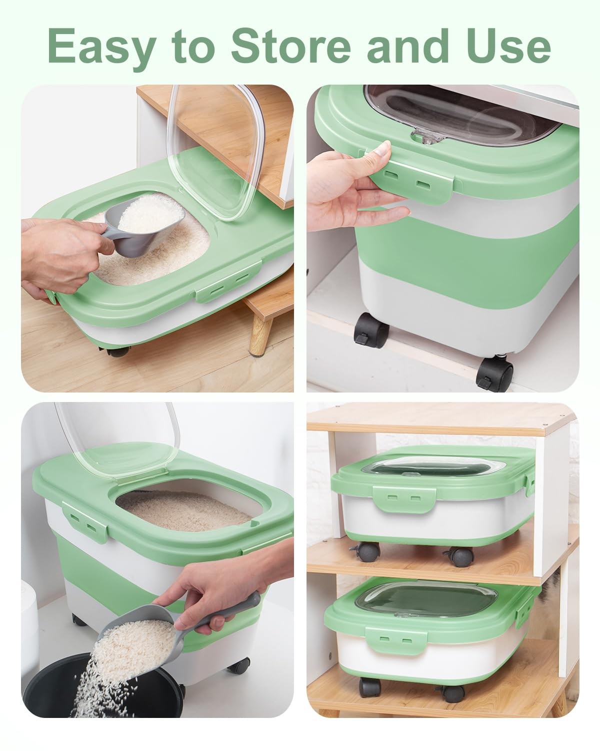 DDMOMMY 20-30 Lbs Rice Storage Large, Light Green/20-30LBS