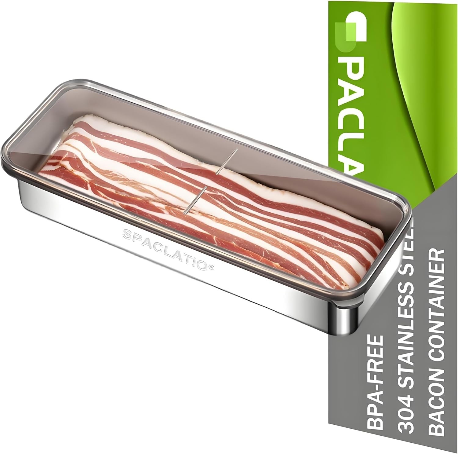 Airtight 304 Stainless Steel Bacon Container – 46oz, Dishwasher Safe Design