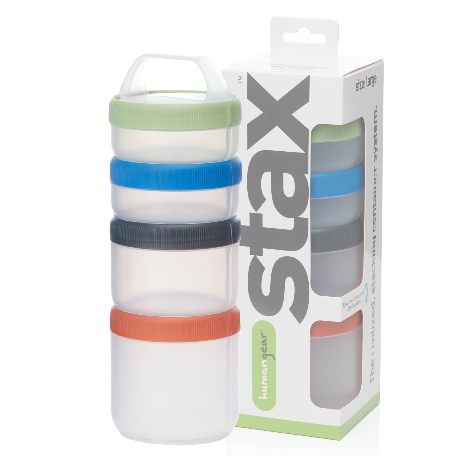 Stax Modular Storage System – Food-Safe 4-Piece Stacking Container with Click…