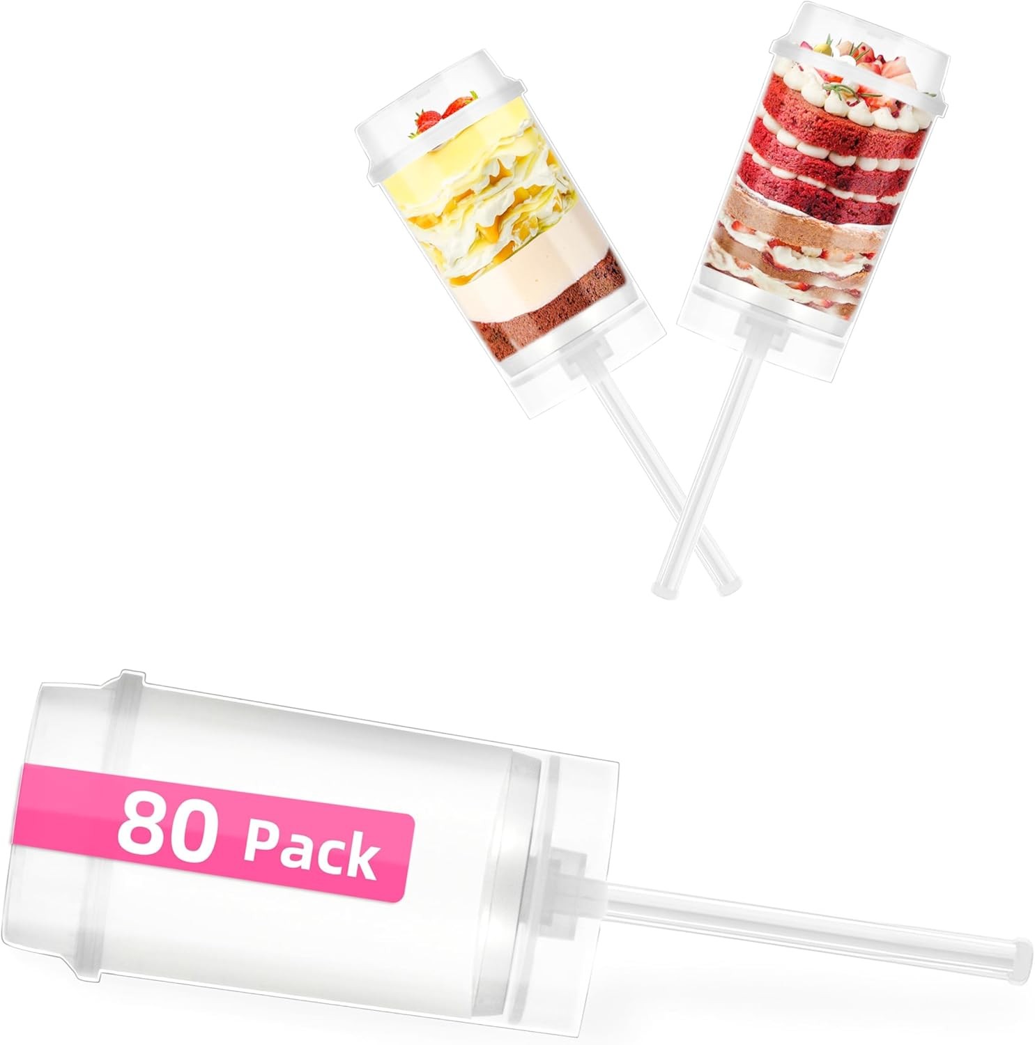 Clear Push-Up Cake Pop Shooter (Push Pops) Plastic Containers with Lids, Base &