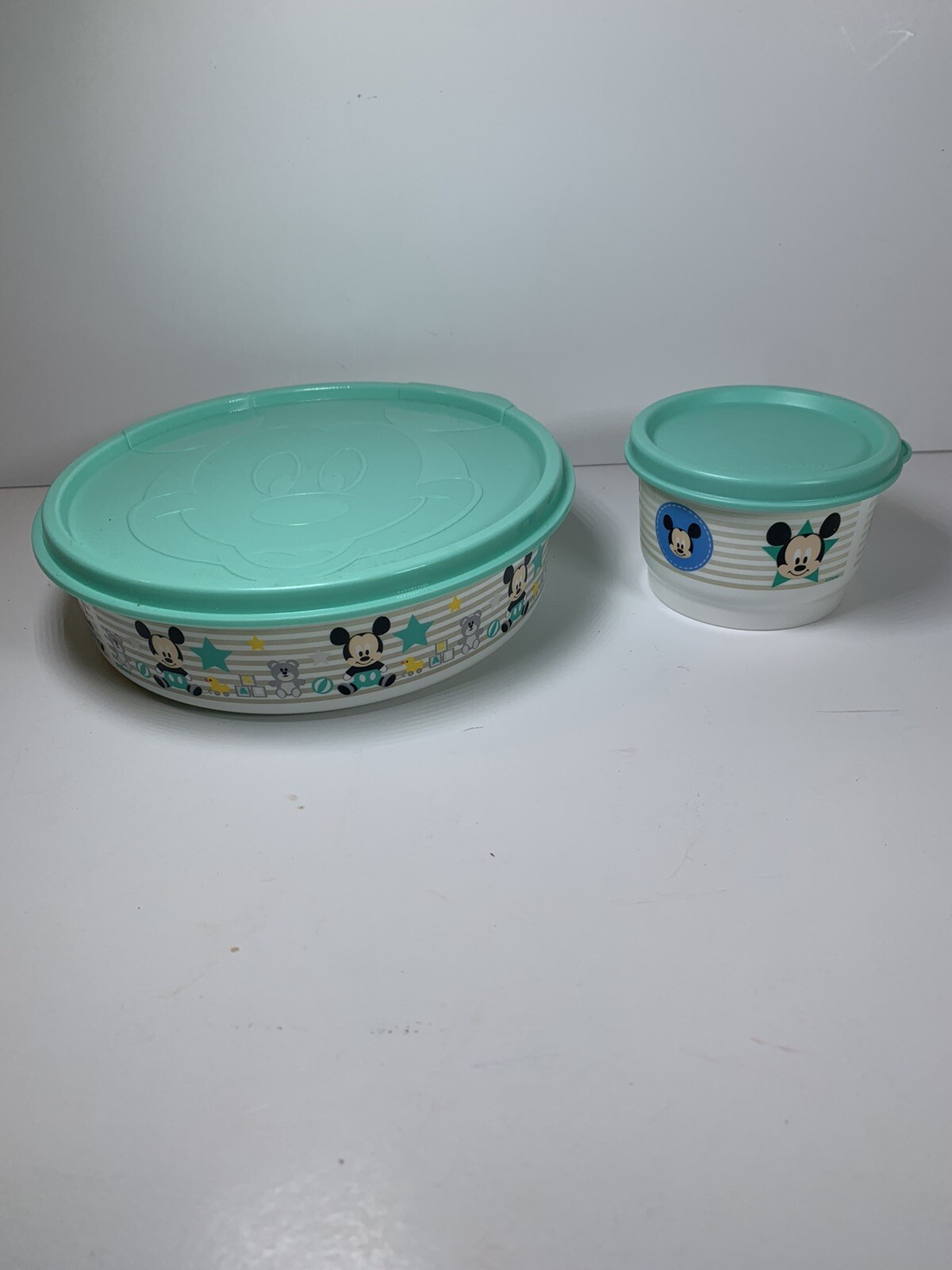 Tupperware Baby Mickey Mouse Large & Small Bowls W/ Lid Disney DIshes