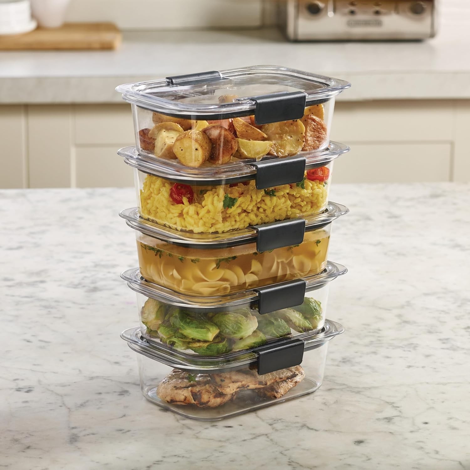 Airtight BPA Free Plastic Food Storage Containers Set of 5 – 3.2 Cup Size