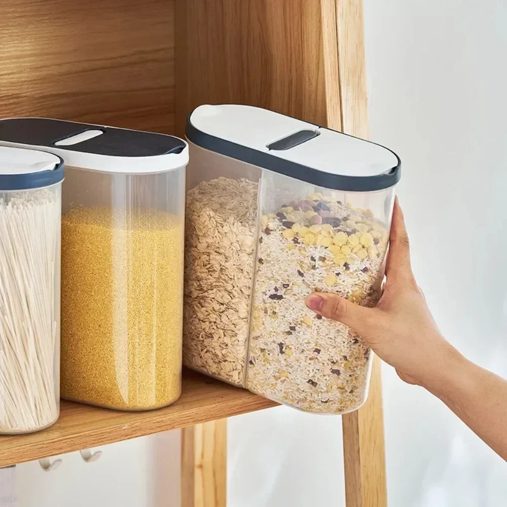 New Plastic Storage Container Pasta Rice Dispenser Cereals Organizer Boxes Cabin