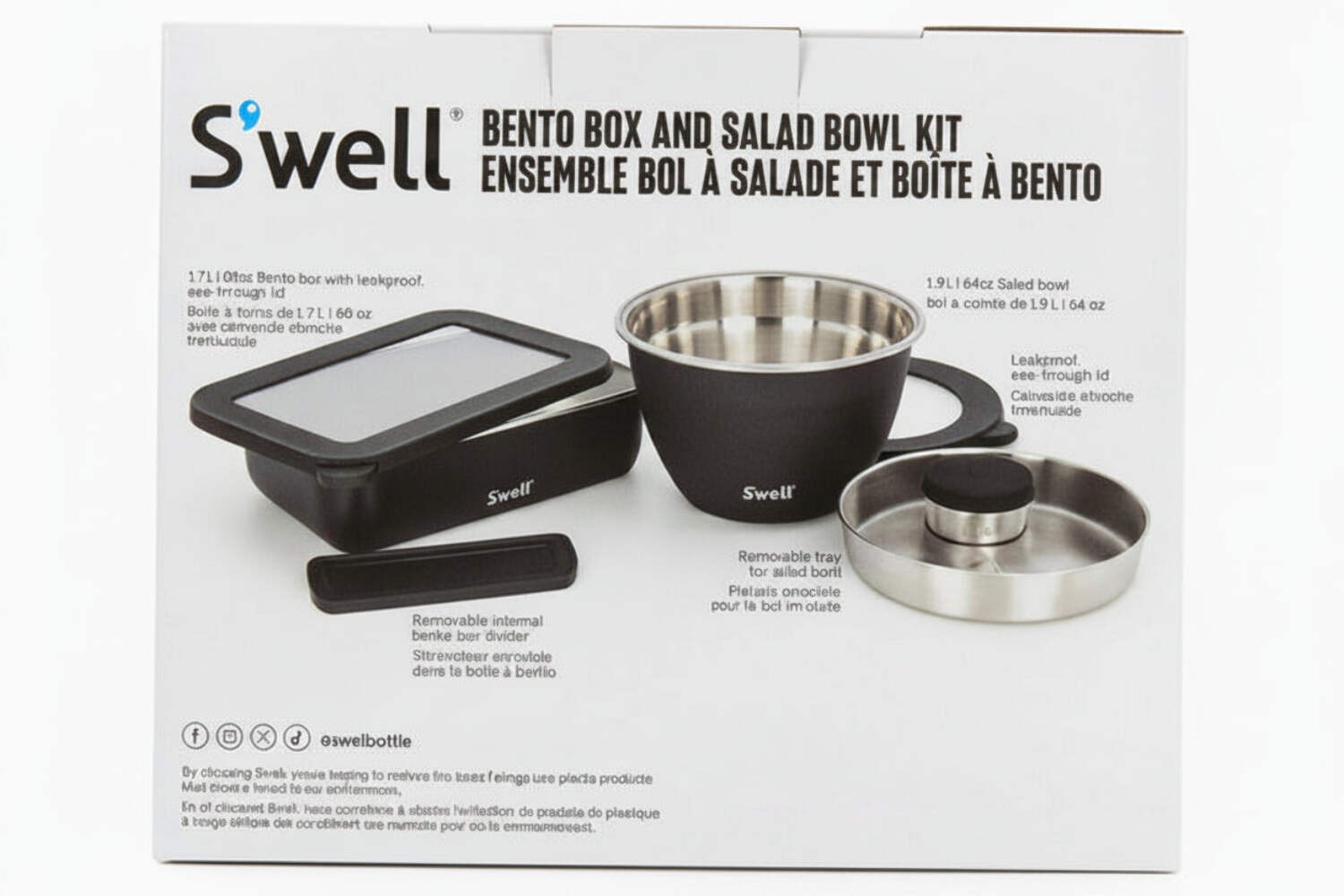S’well Bento Box & Salad Bowl Kit, 5-Piece Stainless Steel