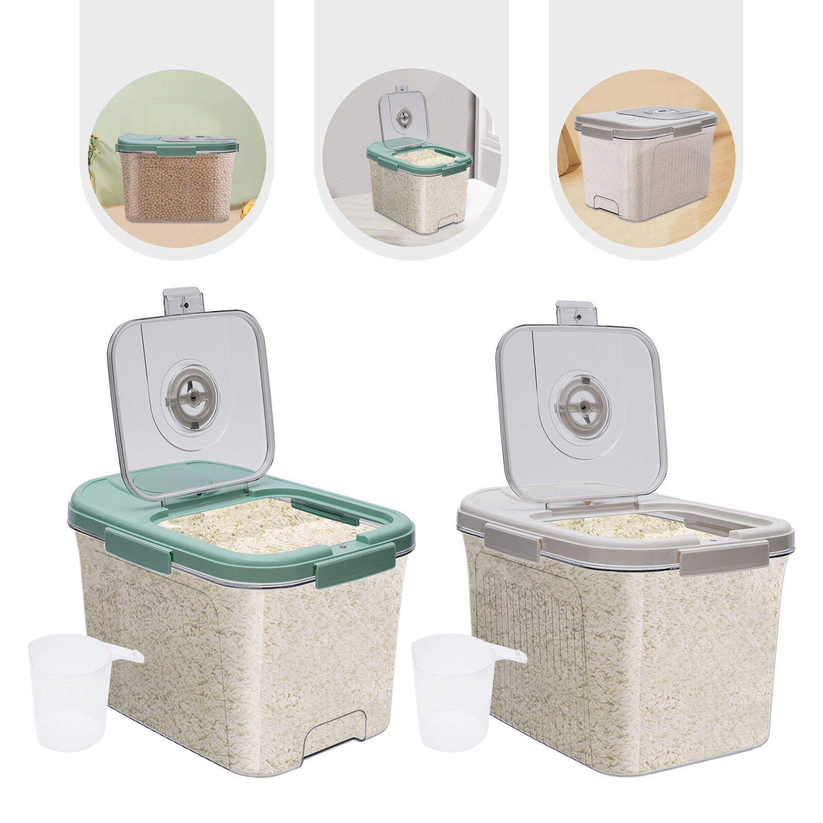 10kg Large Rice Storage Container Food Flour Airtight Box Rice Dispenser W/ Cup
