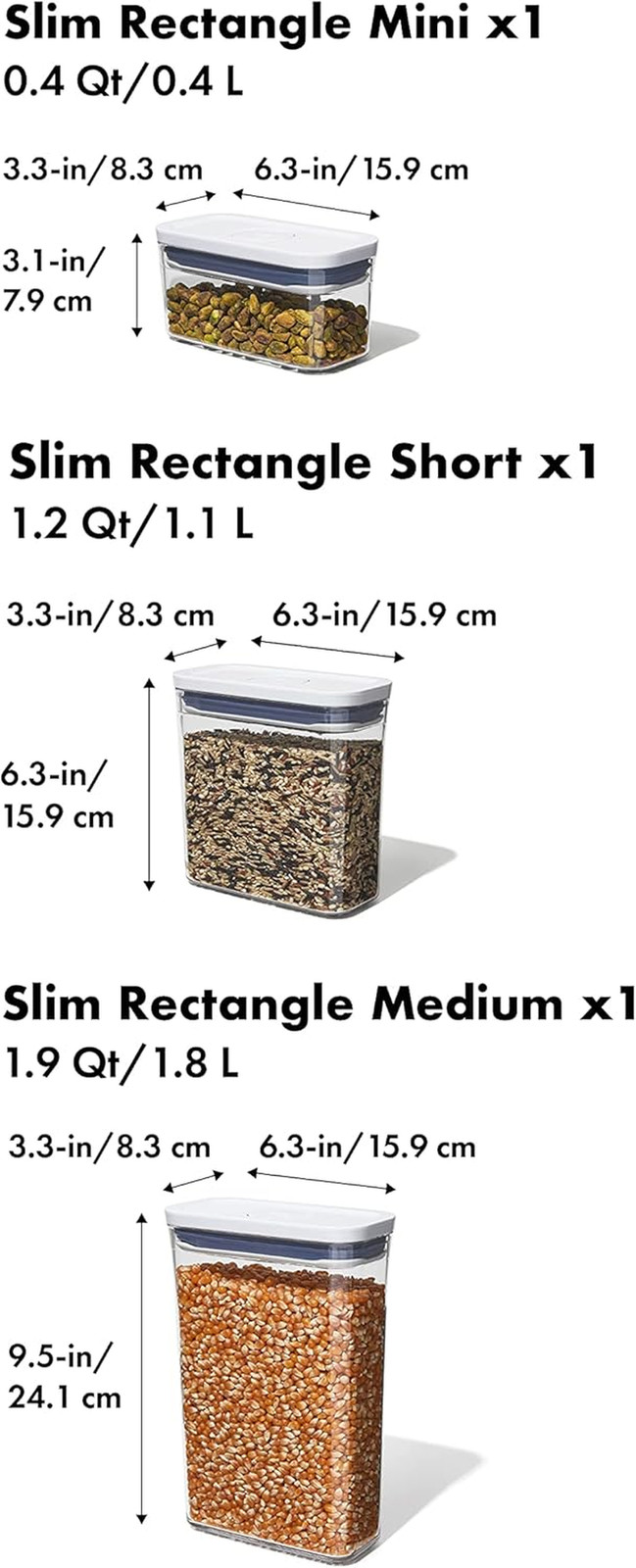 OXO Good Grips 3-Piece POP Container Variety Set
