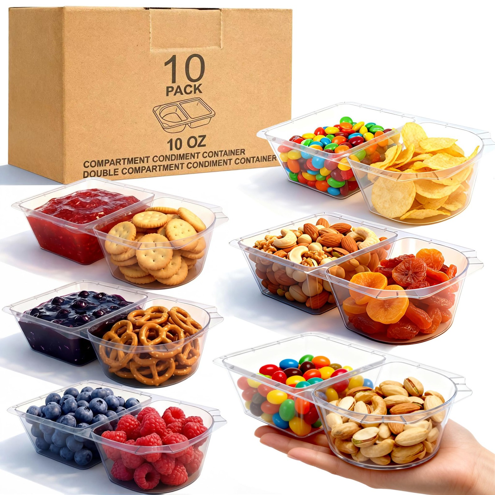 CUNLU 10 OZ Reusable Snack 3.54 x 5.9 x 1.37 inches, transparent 10 Set