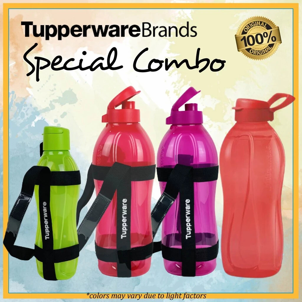 [HOT ITEM] GREEN Tupperware Eco Drinking Flip Top Bottle 1L With Strap ( 1PC)