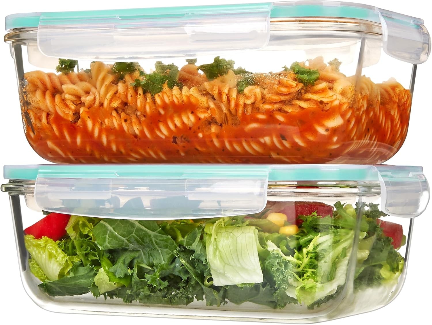 2Pack 1860ml/63oz Large Glass Storage Containers W/ Lids Meal Prep Food