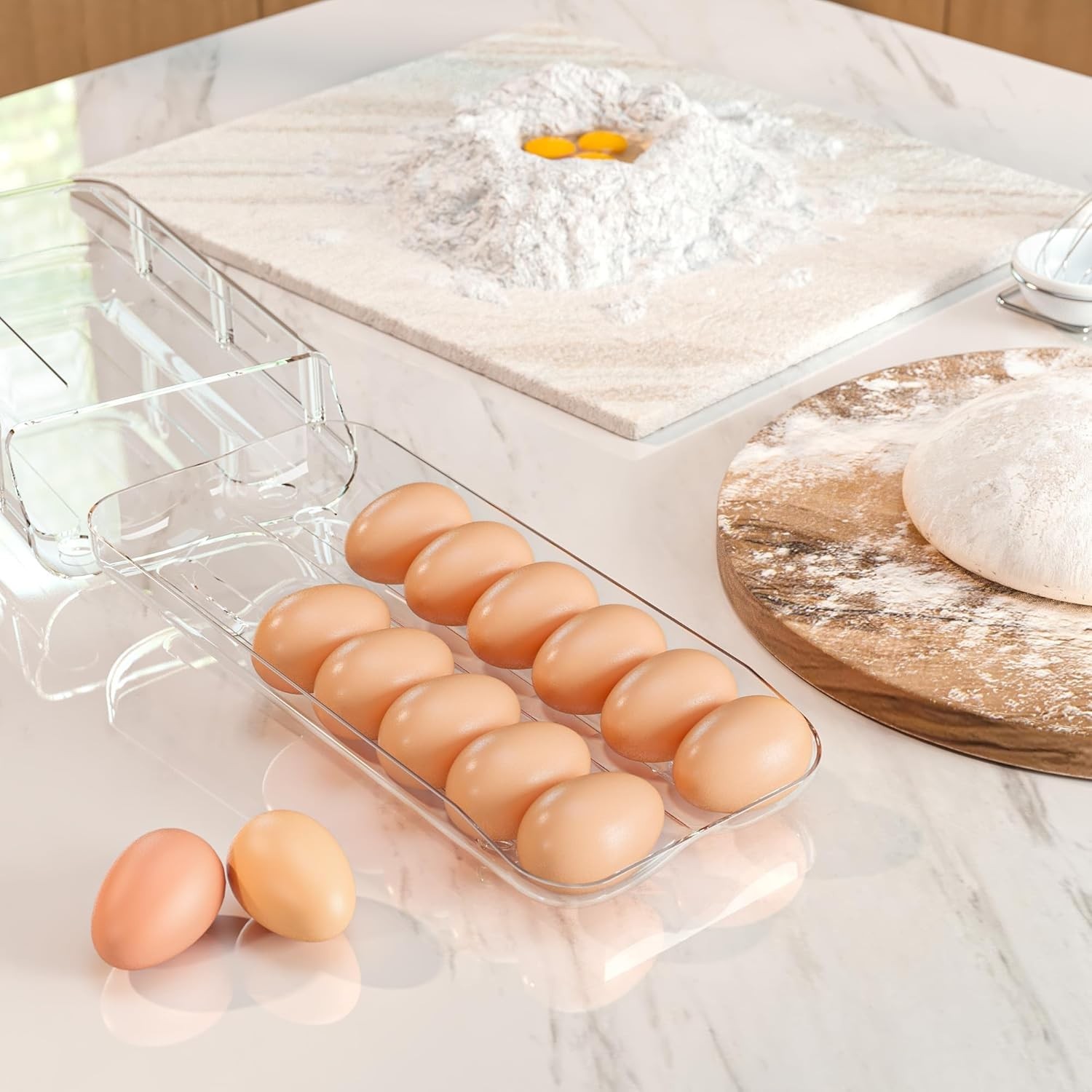 Egg Holder for Fridge, Automatic Rolling Egg Container for Refrigerator, Clea…