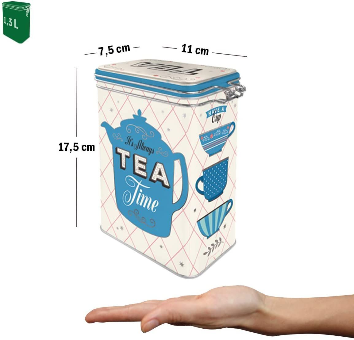 Nostalgic-Art – Metal Food Coffee Sugar Storage Tin Container Box – Tea Time