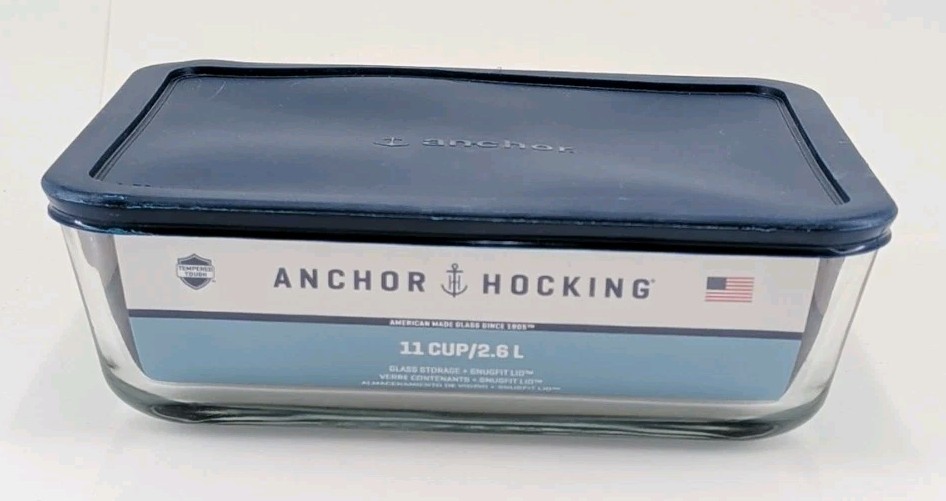 Anchor Hocking Glass Food Storage ContainerW/Lid 11 Cup 2.8L Rectangular Clear